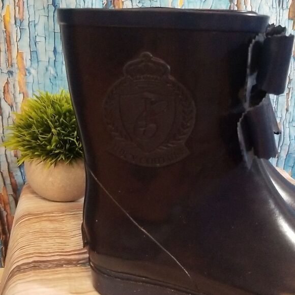 Juicy Couture Bow Accent Navy Rain Boots - Picture 6 of 10